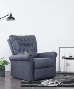 vidaXL Massage Recliner Chair Grey Faux Suede Leather