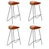 vidaXL Bar Chairs 4 pcs Brown Real Leather