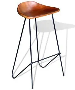vidaXL Bar Chairs 4 pcs Brown Real Leather