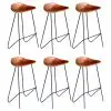vidaXL Bar Chairs 6 pcs Brown Real Leather