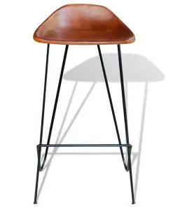 vidaXL Bar Chairs 6 pcs Brown Real Leather