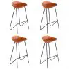 vidaXL Bar Chairs 4 pcs Brown Real Leather