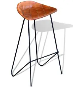 vidaXL Bar Chairs 4 pcs Brown Real Leather
