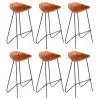 vidaXL Bar Chairs 6 pcs Brown Real Leather