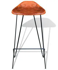 vidaXL Bar Chairs 6 pcs Brown Real Leather