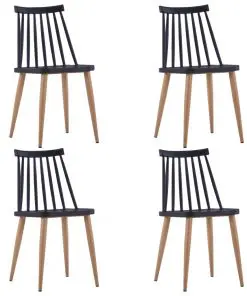 vidaXL Dining Chairs 4 pcs Black Plastic