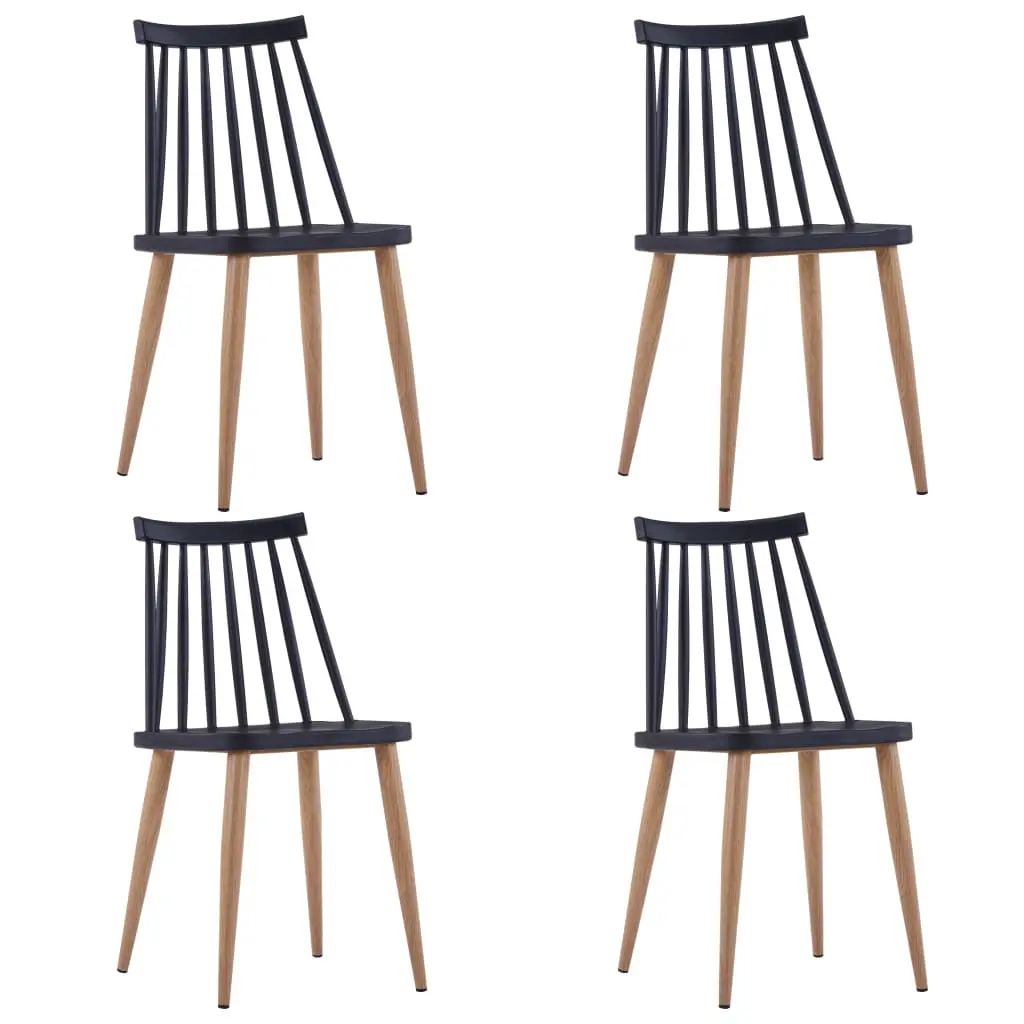 vidaXL Dining Chairs 4 pcs Black Plastic