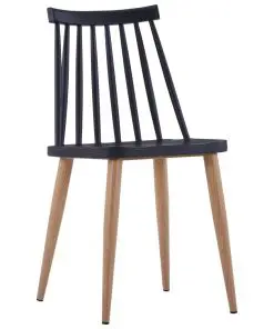 vidaXL Dining Chairs 4 pcs Black Plastic