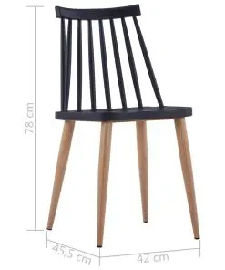 vidaXL Dining Chairs 4 pcs Black Plastic