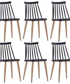 vidaXL Dining Chairs 6 pcs Black Plastic