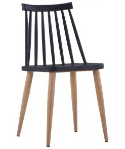 vidaXL Dining Chairs 6 pcs Black Plastic