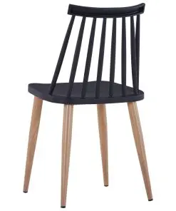 vidaXL Dining Chairs 6 pcs Black Plastic