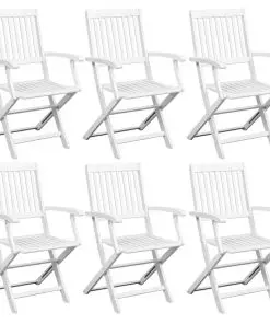 vidaXL Dining Chairs 6 pcs White Solid Acacia Wood