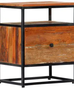vidaXL Bedside Cabinet 40x30x50 cm Solid Reclaimed Wood and Steel