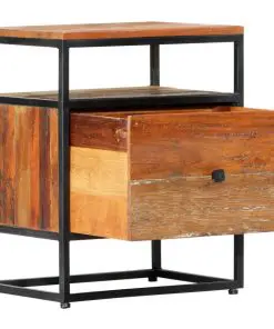vidaXL Bedside Cabinet 40x30x50 cm Solid Reclaimed Wood and Steel