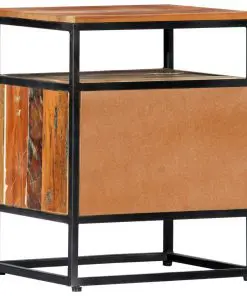vidaXL Bedside Cabinet 40x30x50 cm Solid Reclaimed Wood and Steel