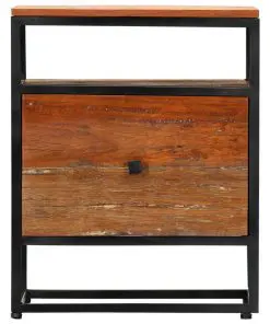 vidaXL Bedside Cabinet 40x30x50 cm Solid Reclaimed Wood and Steel