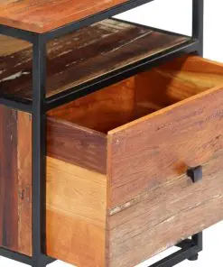 vidaXL Bedside Cabinet 40x30x50 cm Solid Reclaimed Wood and Steel