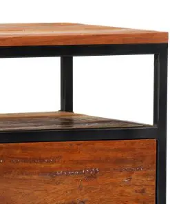 vidaXL Bedside Cabinet 40x30x50 cm Solid Reclaimed Wood and Steel