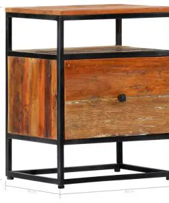 vidaXL Bedside Cabinet 40x30x50 cm Solid Reclaimed Wood and Steel