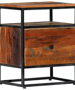 vidaXL Bedside Cabinet 40x30x50 cm Solid Reclaimed Wood and Steel
