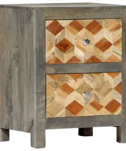 vidaXL Bedside Cabinet Grey 40x30x50 cm Solid Mango Wood