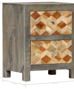 vidaXL Bedside Cabinet Grey 40x30x50 cm Solid Mango Wood