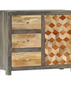 vidaXL Side Cabinet Grey 75x30x60 cm Solid Mango Wood