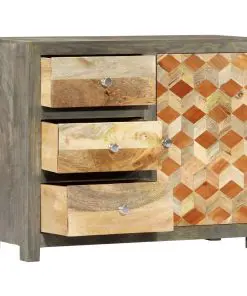 vidaXL Side Cabinet Grey 75x30x60 cm Solid Mango Wood