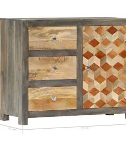 vidaXL Side Cabinet Grey 75x30x60 cm Solid Mango Wood