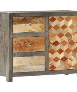 vidaXL Side Cabinet Grey 75x30x60 cm Solid Mango Wood