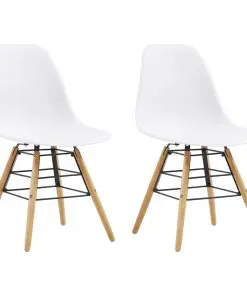 vidaXL Dining Chairs 2 pcs White Plastic