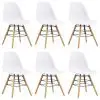 vidaXL Dining Chairs 6 pcs White Plastic