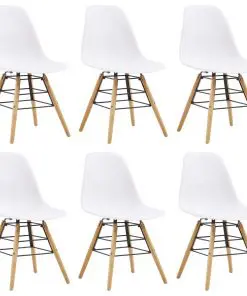 vidaXL Dining Chairs 6 pcs White Plastic