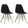 vidaXL Dining Chairs 2 pcs Black Plastic