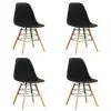 vidaXL Dining Chairs 4 pcs Black Plastic