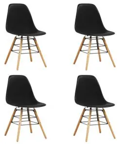 vidaXL Dining Chairs 4 pcs Black Plastic
