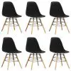 vidaXL Dining Chairs 6 pcs Black Plastic