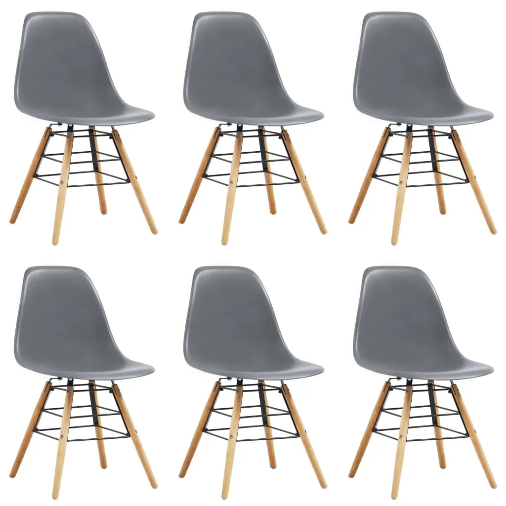 vidaXL Dining Chairs 6 pcs Grey Plastic