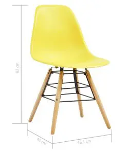 vidaXL Dining Chairs 4 pcs Yellow Plastic