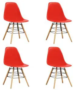vidaXL Dining Chairs 4 pcs Red Plastic
