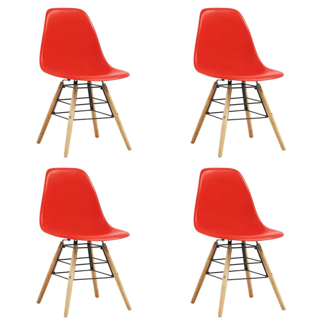 vidaXL Dining Chairs 4 pcs Red Plastic