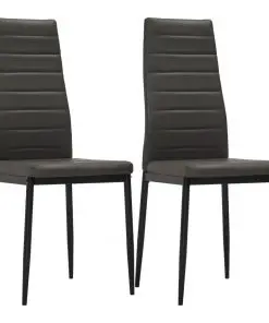 vidaXL Dining Chairs 2 pcs Grey Faux Leather