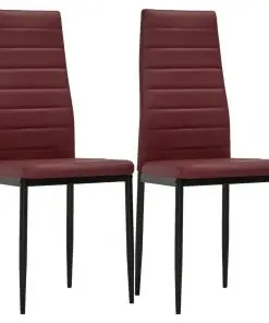 vidaXL Dining Chairs 2 pcs Bordeaux Red Faux Leather