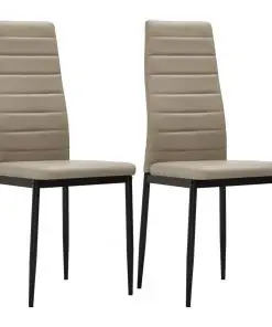 vidaXL Dining Chairs 2 pcs Cappuccino Faux Leather