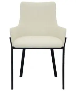 vidaXL Dining Chairs 2 pcs Cream Fabric