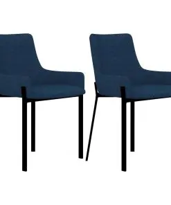 vidaXL Dining Chairs 2 pcs Blue Fabric