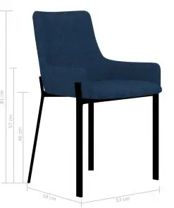 vidaXL Dining Chairs 2 pcs Blue Fabric