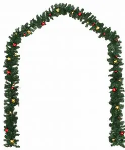 vidaXL Christmas Garlands 4 pcs with Baubles Green 270 cm PVC