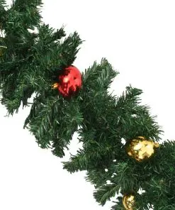 vidaXL Christmas Garlands 4 pcs with Baubles Green 270 cm PVC
